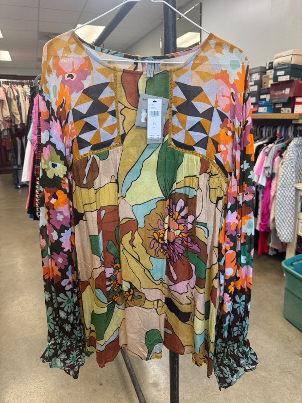 Boho Floral Patchwork Blouse in Multicolor